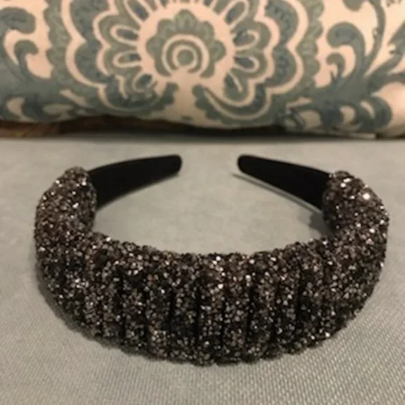LANE BRYANT NWOT Embellished Statement Headband in Hematite Gray Black - Picture 6 of 12